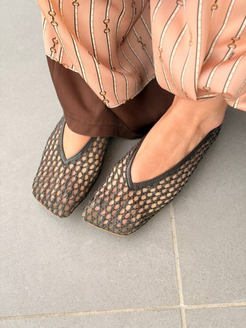 Ażurowe baletki L'estrosa kwadrat