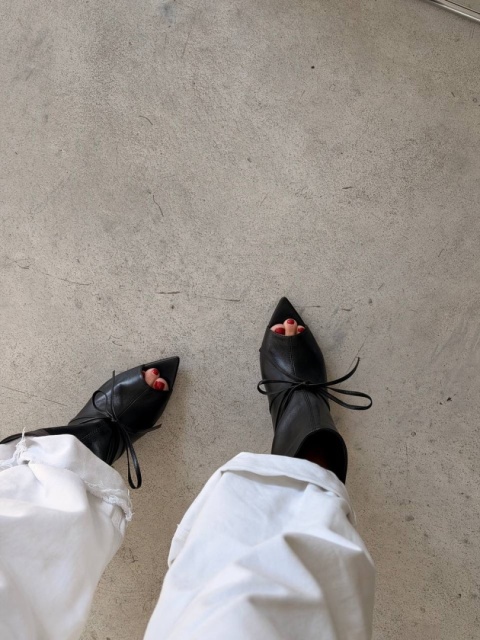 Sznurowane kozaki na platformie skóra