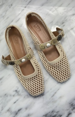 Ażurowe baletki L'estrosa — beżowe