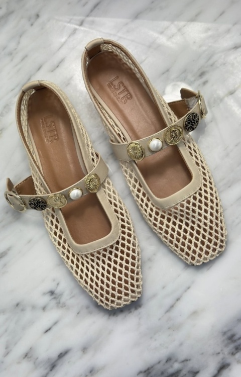 Ażurowe baletki L'estrosa — beżowe