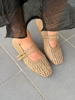 Ażurowe baletki L'estrosa — beżowe