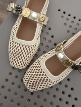 Ażurowe baletki L'estrosa beżowe