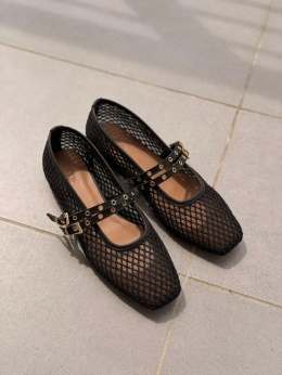 Ażurowe baletki L'estrosa — czarne