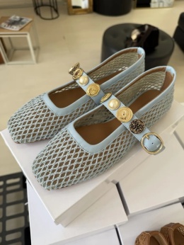 Ażurowe baletki L'estrosa — niebieskie