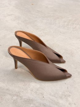 Klapki L'estrosa Sole skòra — cappuccino