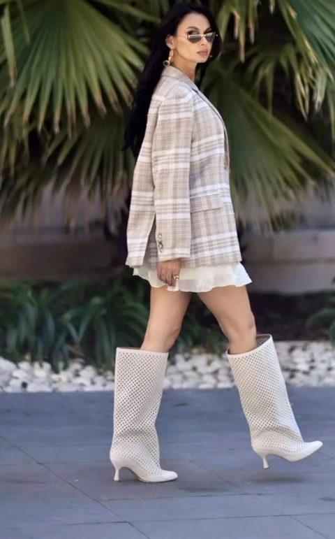 Kozaki ażurowe zamszowe na szpilce L'estrosa