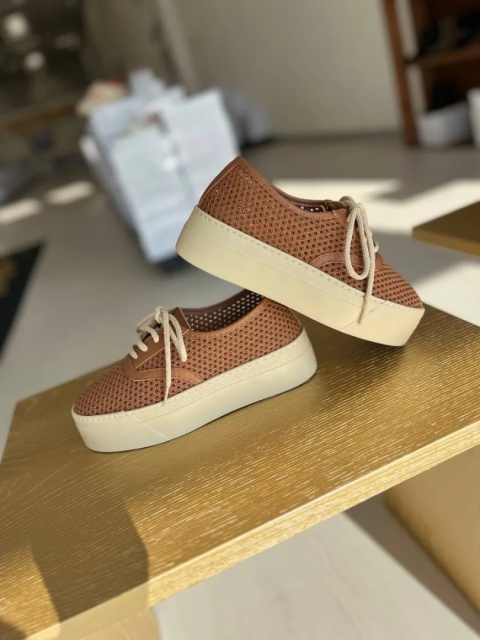 Trampki L'estrosa na platformie — ażurowe brązowe