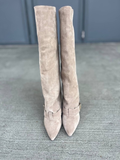 Zamszowe kozaki Lancioni — taupe