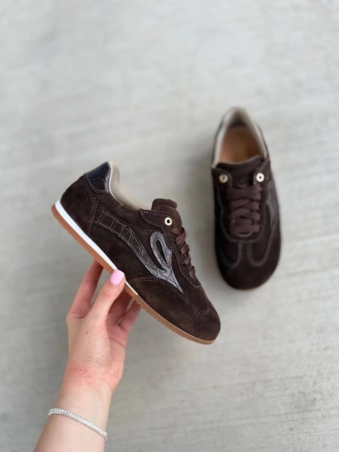 Zamszowe sneakersy Lancioni Lea — brązowe