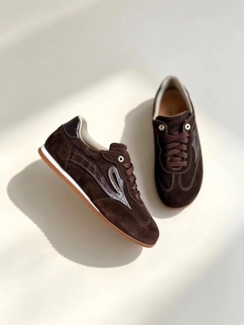 Zamszowe sneakersy Lancioni Lea — brązowe