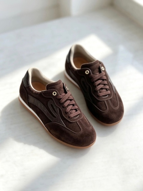 Zamszowe sneakersy Lancioni Lea — brązowe